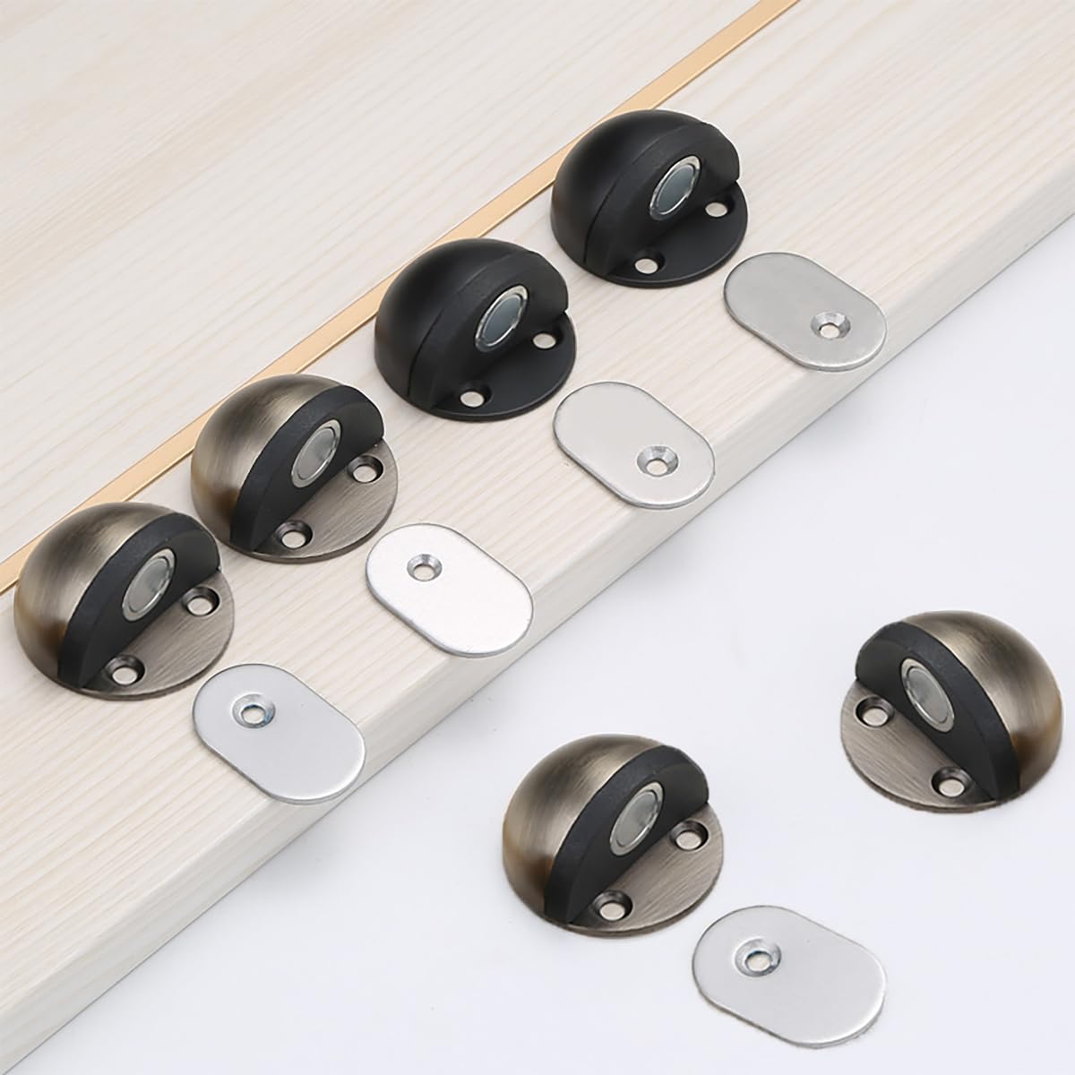 Magnetic Door Stop, White Magnetic Door Stoppers Wall Floor Mount Door Holder To Keep Door Open, Stainless Steel Heavy Duty Door Stops Catch, 2 Pack