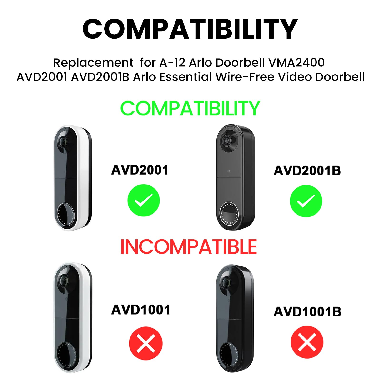ANTIEE 7000mAh A-12 Batterie pour Arlo Essential Wire-Free Video Doorbell, Arlo Doorbell AVD2001 AVD2001B VMA2400 Series pour Sonnette de Porte 3.7V 25.9Wh