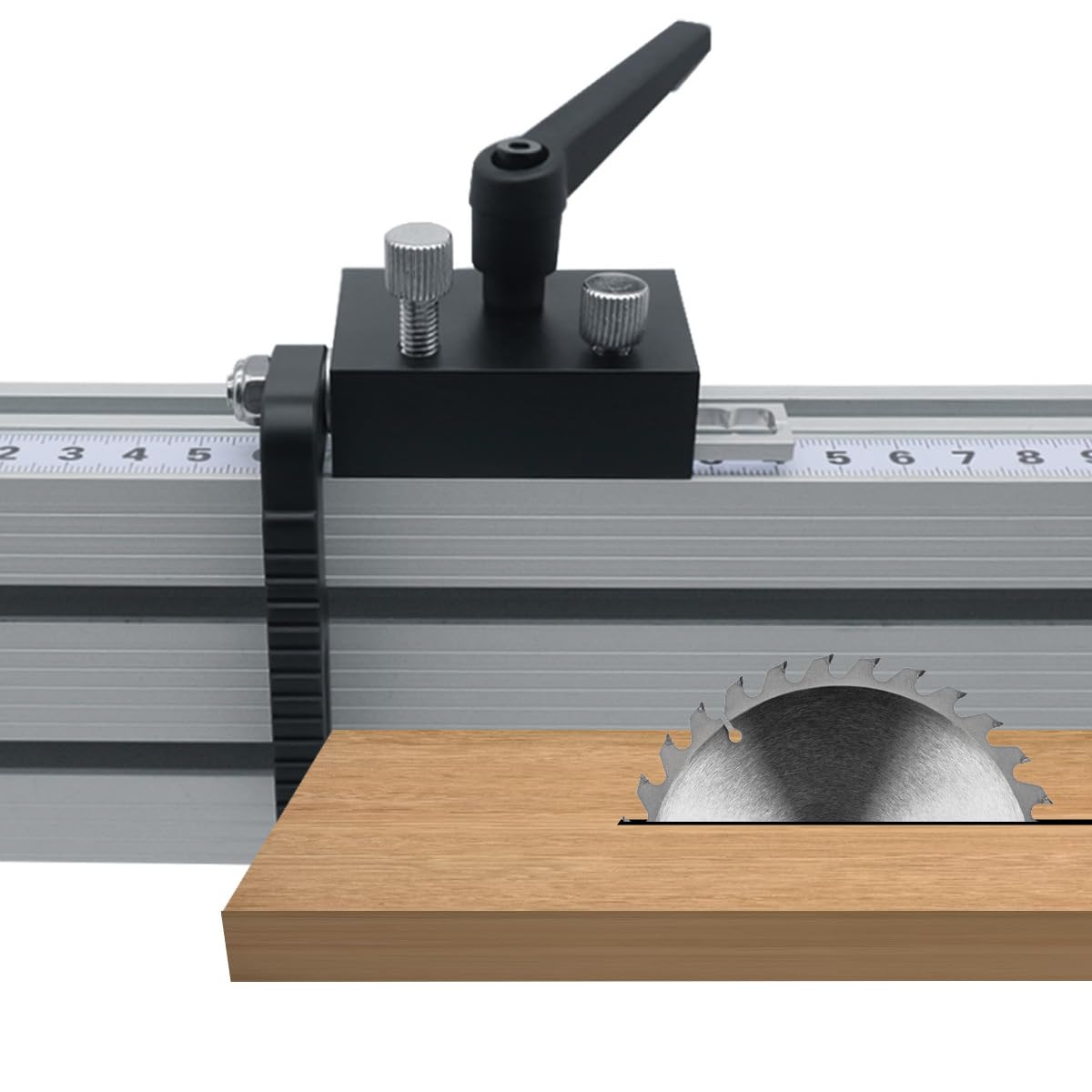 T-Schienen-Anschlag aus Aluminiumlegierung, Typ 75, Gehrungsschienen-Anschlag, T-Nut T-Schienen, fester Holzbearbeitungs-Positionierer, für Holzbearbeitung DIY-Werkzeuge (Schwarz)