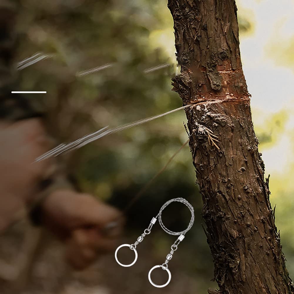 2Pcs Survival Stainless Steel Hand Pocket Wire Saw Pocket Chainsaw Two Sided Outdoor Portable Hand Saw Camping Rope Saw Blade