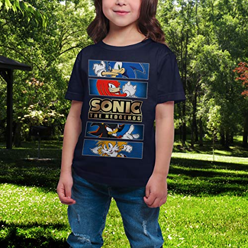 Sonic Knuckles Tails Shadow Panel Boys Shirt X-Large (18-20) Navy #TOP2