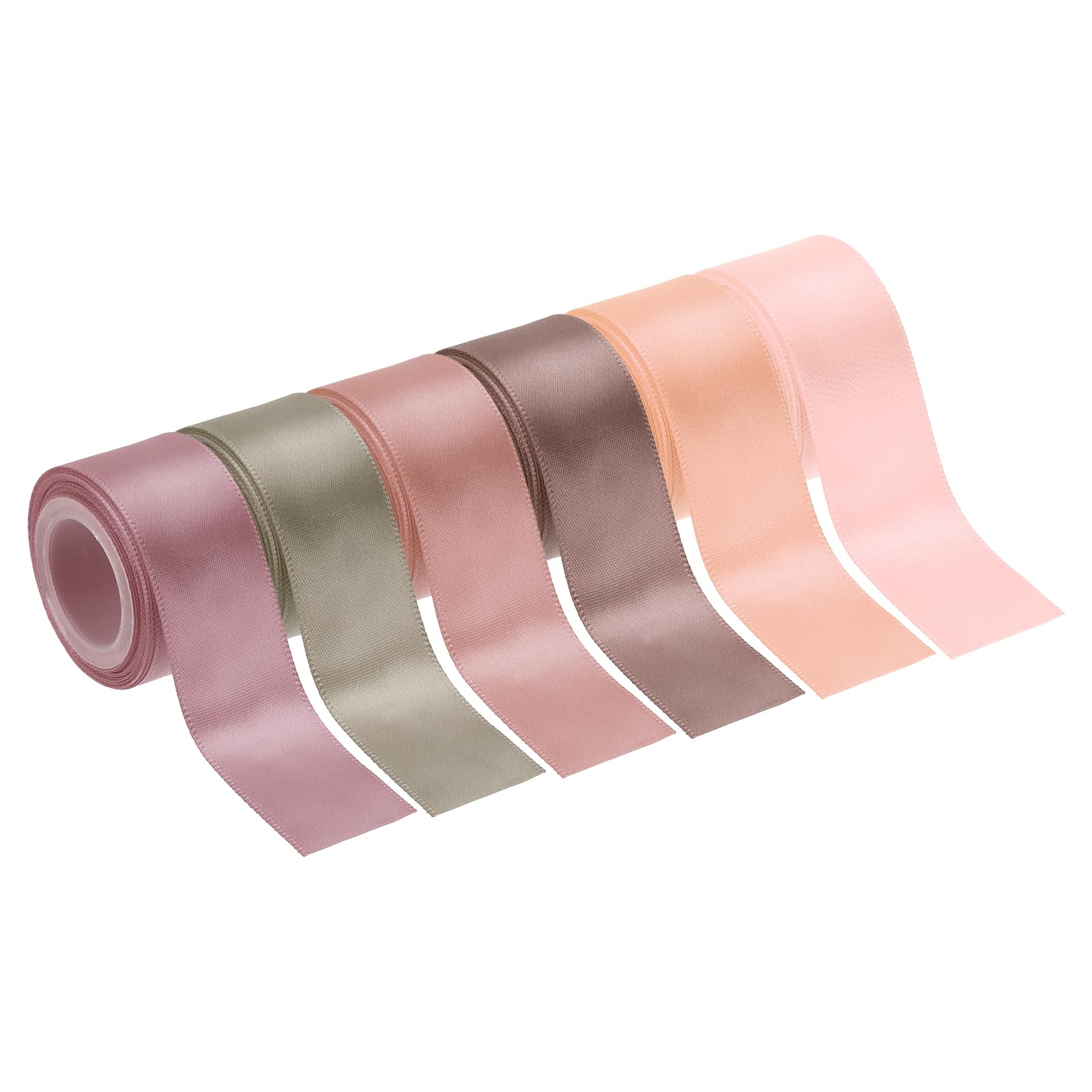 PATIKIL 1 Inch x 30 Yards Solid Satin Ribbon, 6Pcs Polyester Fabric Ribbon Roll Single Faced for Gift Wrapping Crafts Wedding Birthday Bouquet Hair Bows DIY Decoration, Pink Tone