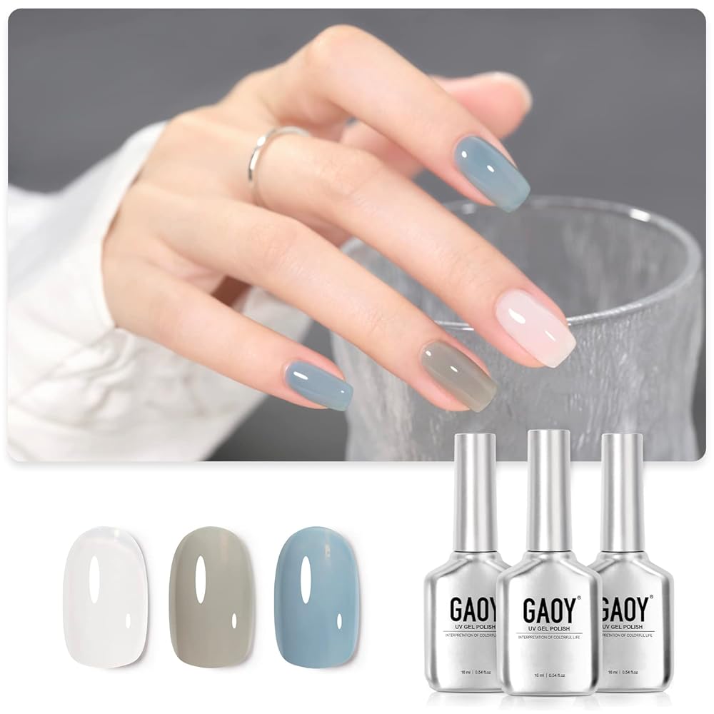 GAOY Gel Nail Polish Kit, 3 Colors 16ml Red Yellow Blue, Soak Off UV Gel Polish Set - Chestnut Indigo