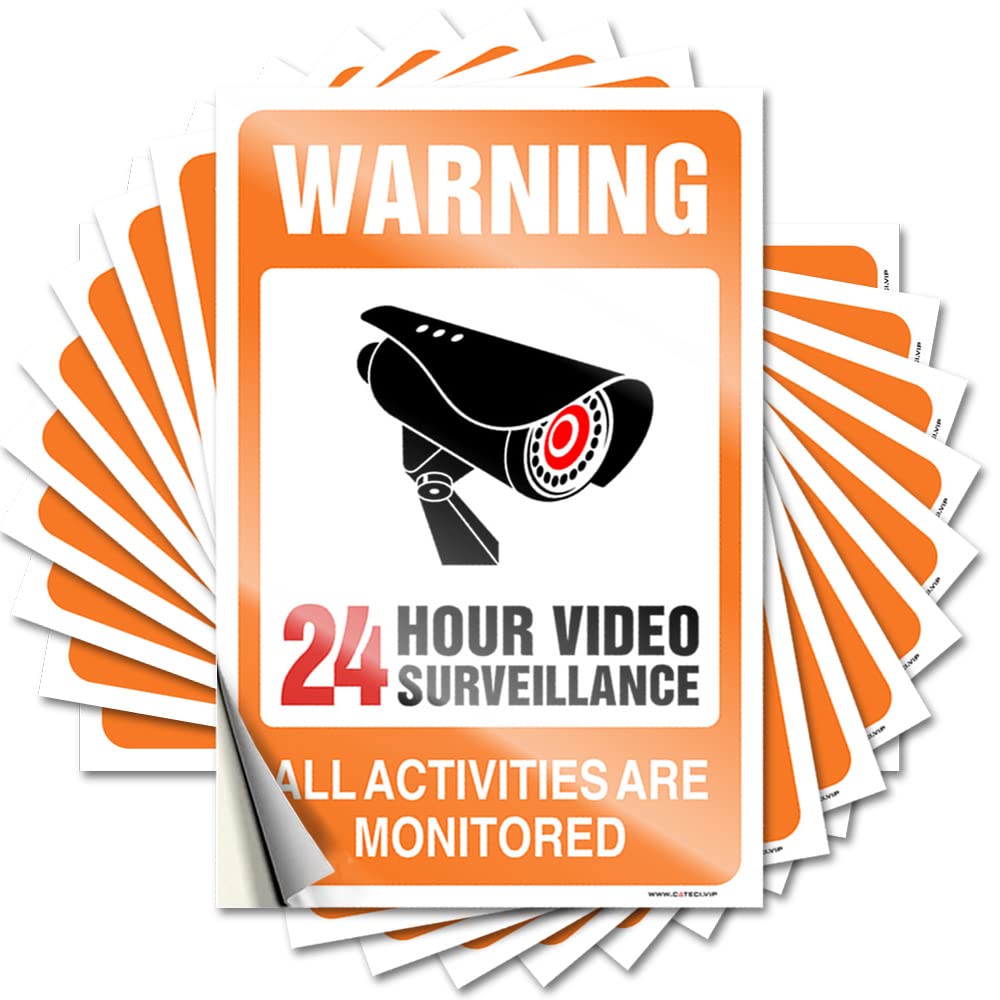 Car Accessories Video Surveillance Signs, No Trespassing Violators Will Be Prosecuted Funny Sticker 10 Pcs Funny Car Decals Sign Decor(8X12CM)