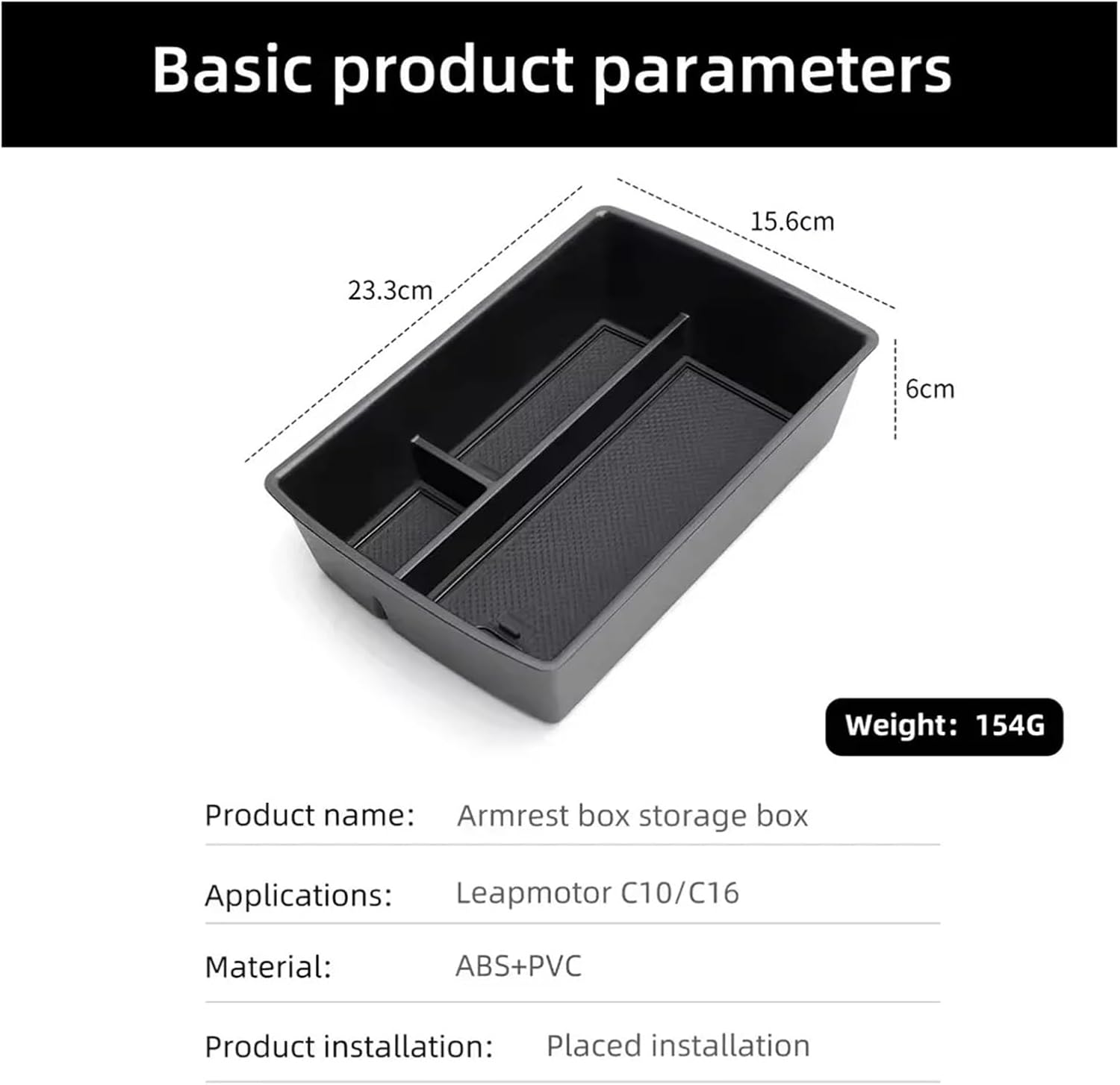 Compatible with Leapmotor C10/C16 2024 2025 Center Console Armrest Storage Box Organizers Tray Car Interior Accessories