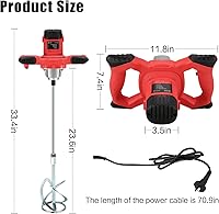 Vista 6 de Concrete Mixer 2100W Cement Mixer,Handheld Concrete Mixer for Drill,with 6 Adjustable Speed,Portable Electric Cement Mixer for Mixing Mud,Mortar