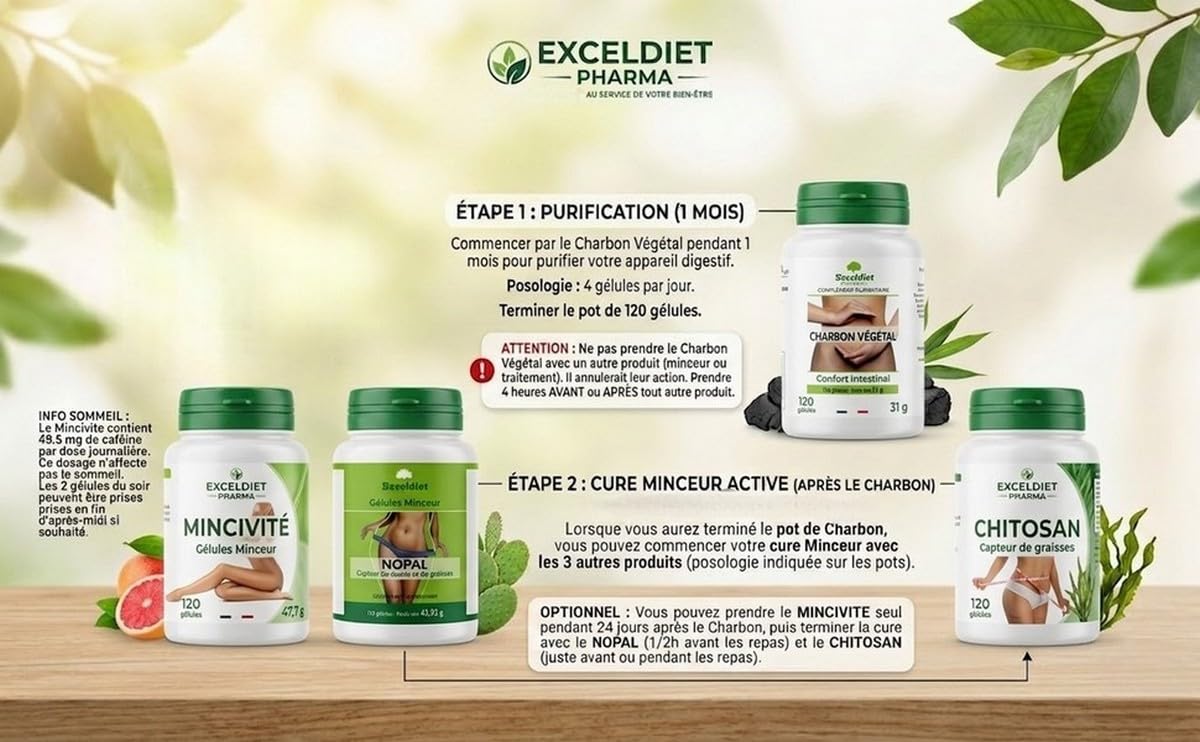 Minceur 4 - Produits Minceur - Nettoie avant Perte de poids - 480 gélules - Cure renouvalable