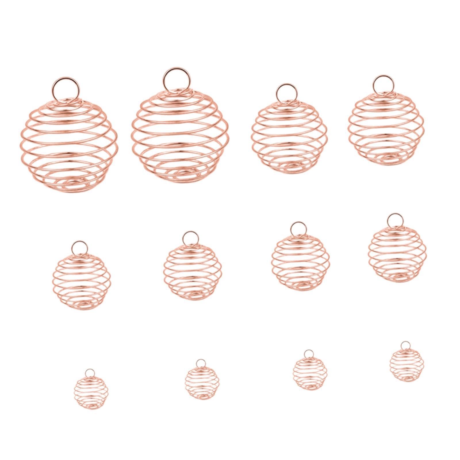 AUYXSSZ Fashion Necklace Cage Pendants Findings Dazzling Bead Cage Pendants Captivating Round Dangle Charms for Elegant Jewelry Spring Ball Bead Cages Pendant, Rose Gold, 10mm 15mm 20mm 25mm