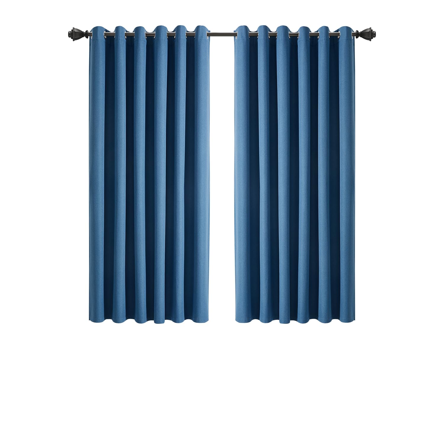 Inspire Homeware Blue 100% Blackout Curtains For Bedroom 46X54 Linen Curtains Super Soft & Energy Saving Thermal Insulated Eyelet Curtain 2 Panels With Matching Tiebacks