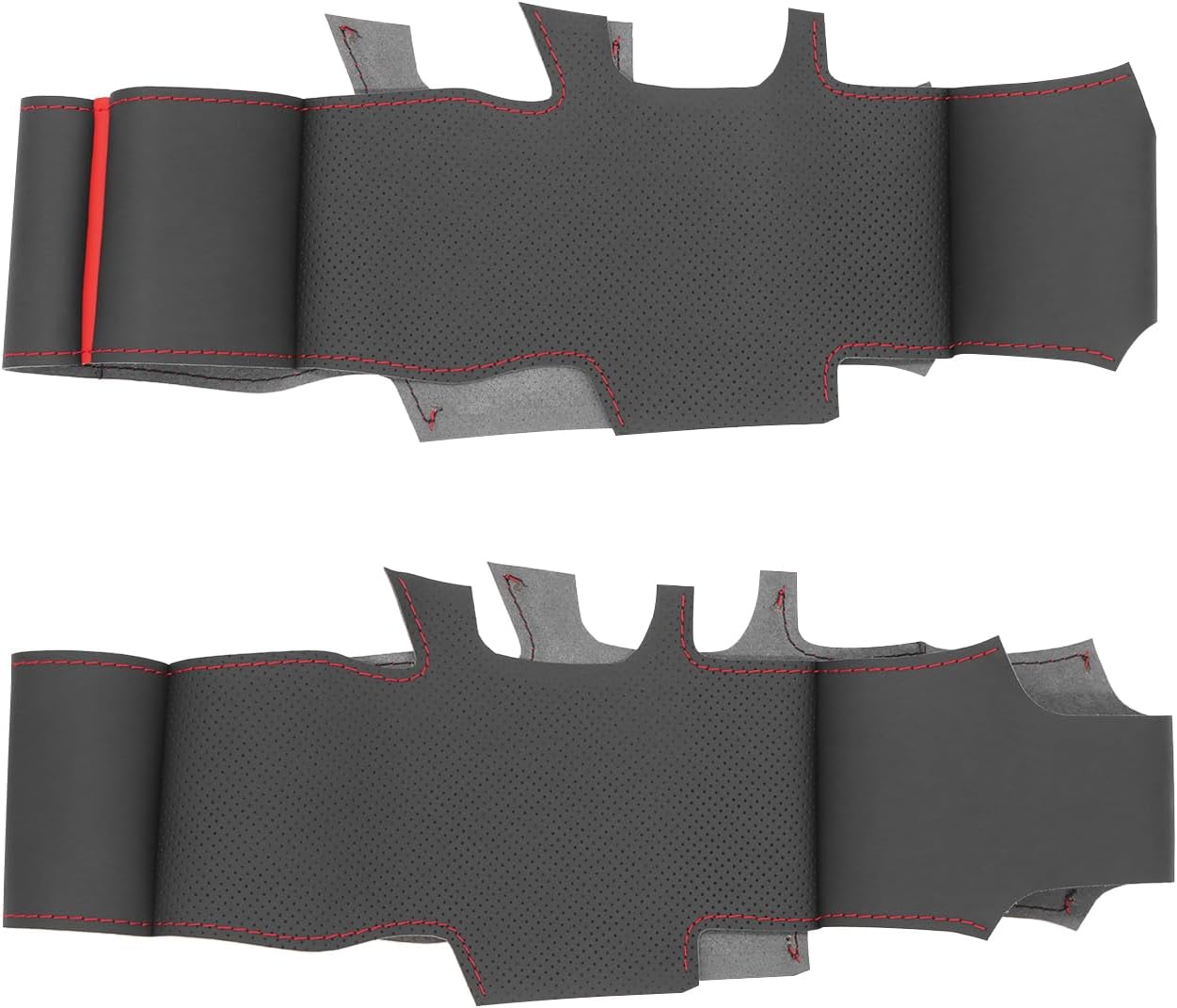 MEWANT Hand Stitch Black Genuine Leather Steering Wheel Cover for Ford Bronco 2021-2024 DIY Steering Wheel Protector