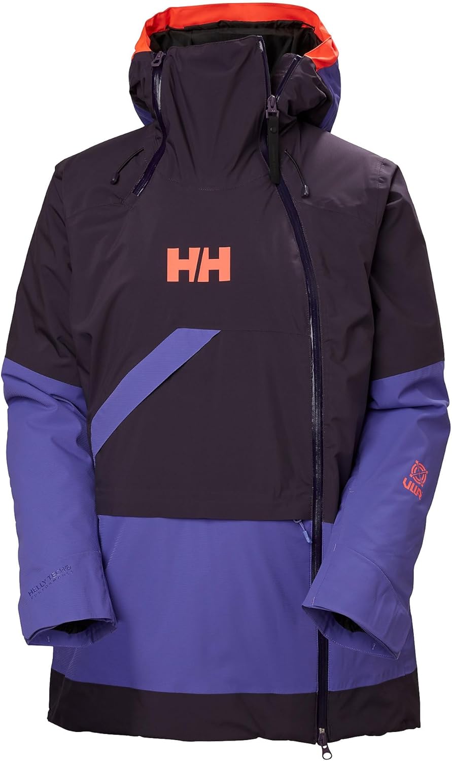 Helly-Hansen Powchaser Asym Jacket - Women's Waterproof Skiing Jacket with Neon Details, PrimaLoft Insulation