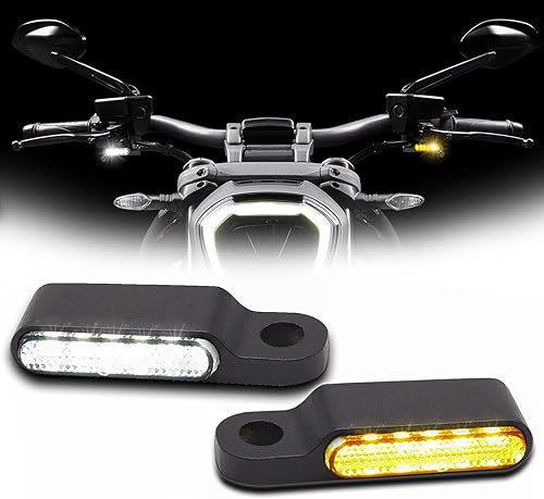 Miniatura 8 de DREAMIZER Manillar universal de motocicleta LED que fluye agua intermitente mini intermitente delantero compatible con Harley Honda, Yamaha,