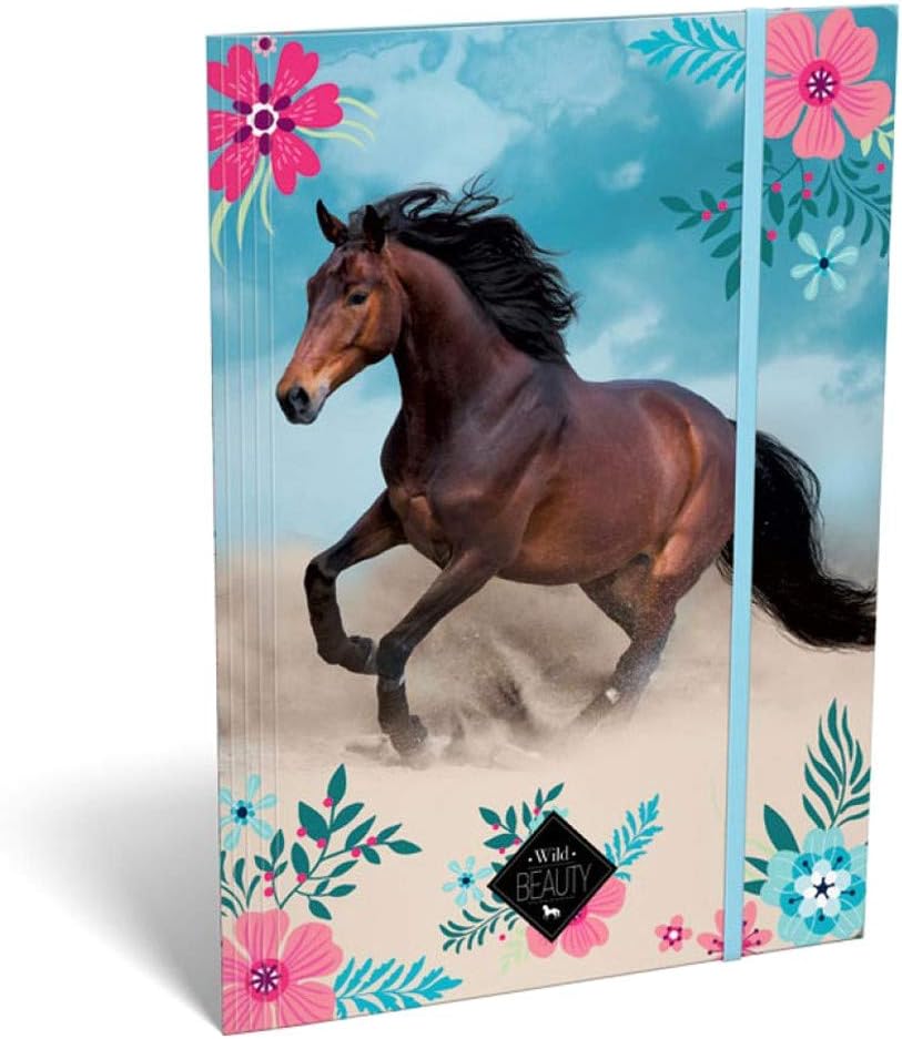 Cute Horses 2 x High Gloss Folder Document Folder with Elastic Band DIN Children's Juris Folder A4 (2 x Horse BAA) - Image 3