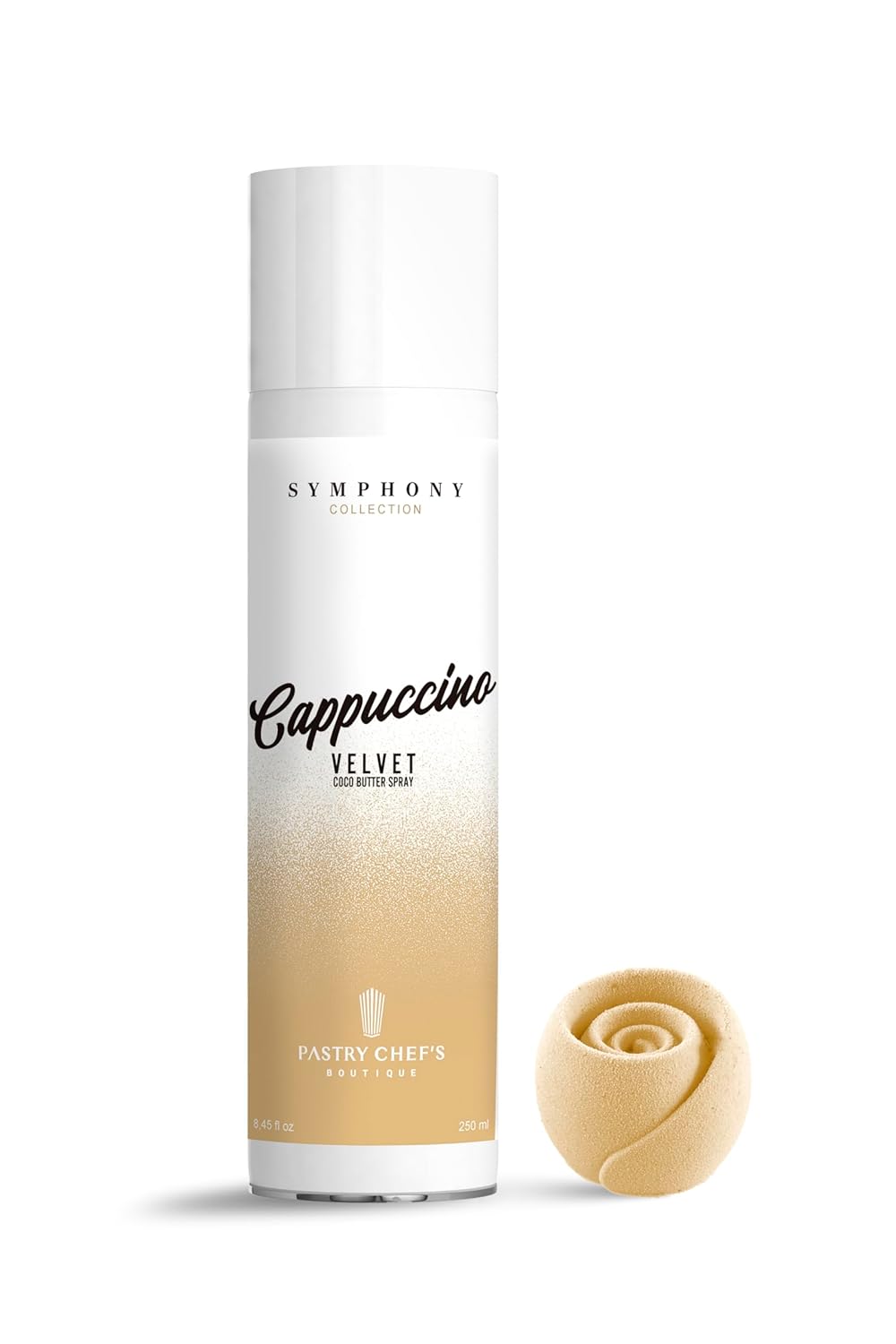 Pastry Chef's Boutique Symphony Collection Velvet Texture Effect Cocoa Butter Color Spray for Pastry and Cake - 8.4 Oz. (Cappuccino, 8.45)