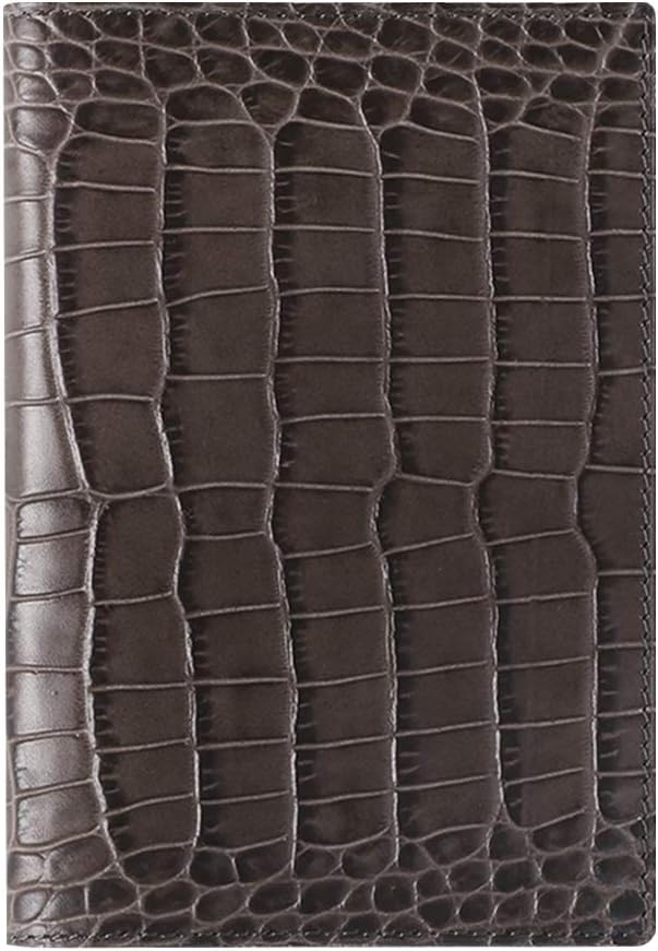 Quobadis QUOVQDIS Qv10 x 1521gy Notebook Type, Genuine Leather (Cowhide, Croco, 3.9 x 5.9 inches (10 x 15 cm), Calf Leather, Gray