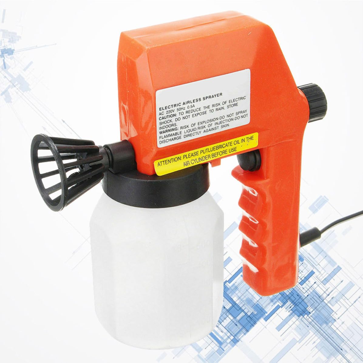 HEMOTON Pistola de Pintura Eléctrica Naranja con Aplicación Rápida y Suave, Pulverizador Eléctrico de Plástico para Pintar y Rociar Alcohol en Bricolaje