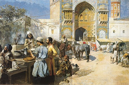 an Open-Air Restaurant, Lahore by Edwin Lord Weeks - 18" x 27" Premium Canvas Print
