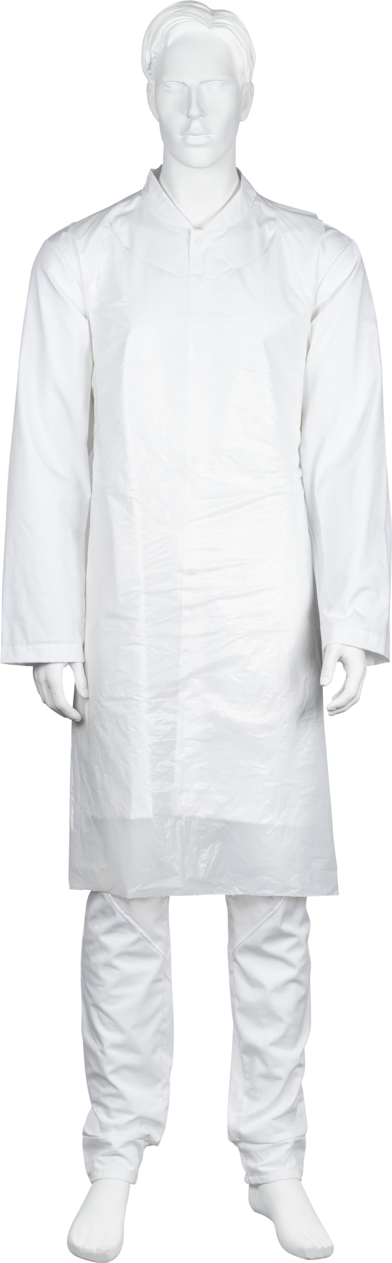 ABENA Apron | 125x75cm | White | LDPE | 18 Micron | Non-Sterile | Single Use | On Block | PPE | Disposable Aprons for Adults | Unisex White Apron | with Neck Loop and Back Waist Ties | Pack of 50