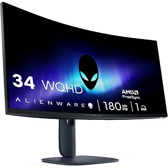 Alienware 34 Gaming Monitor - AW3425DWM, WQHD (3440x1440), 180Hz, VA, 1ms | AMD FreeSync Premium, VESA AdaptiveSync, 21:9 150