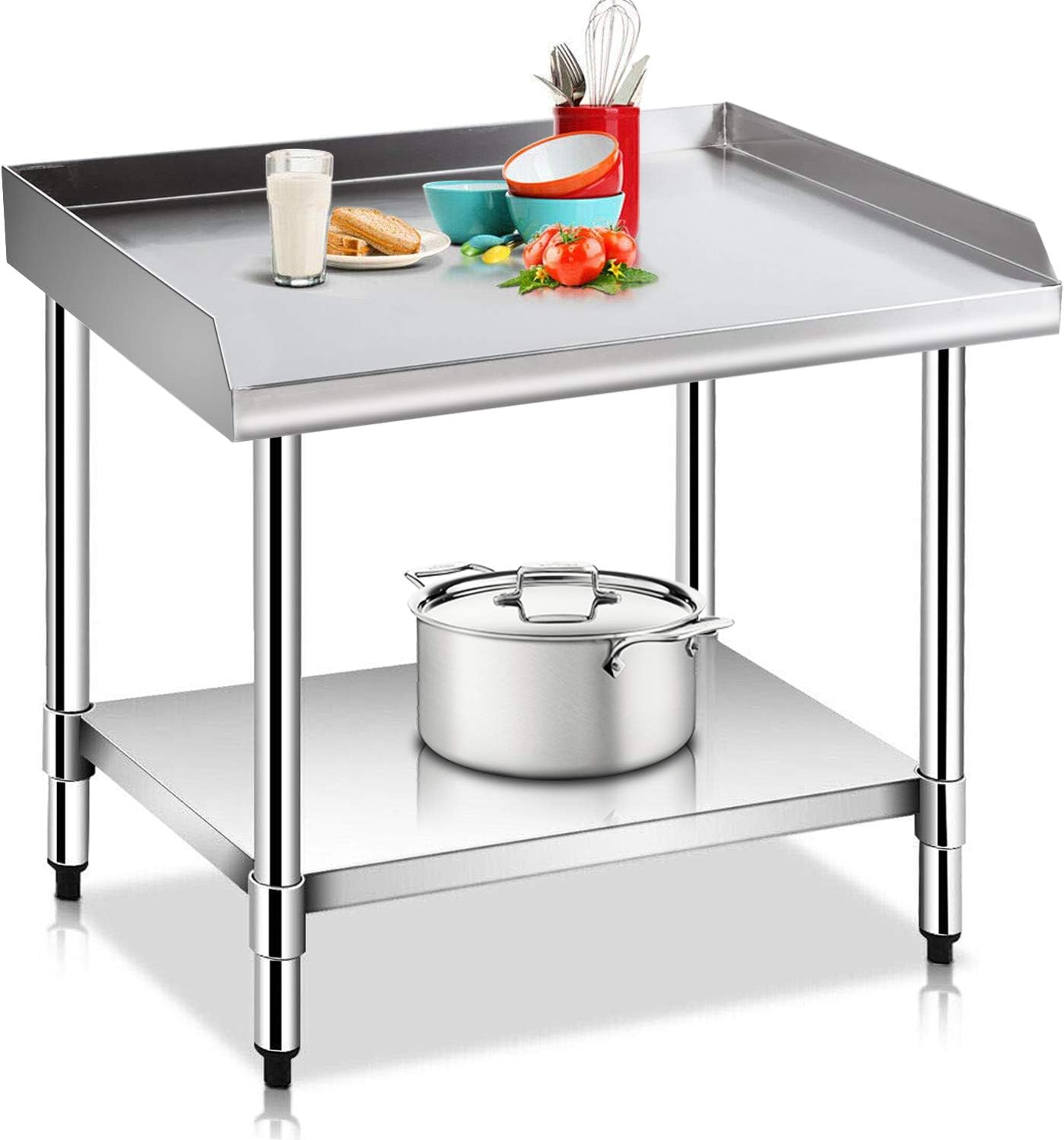 KITMA Stainless Steel Equipment Grill Stand with Undershelf for Restaurant - Heavy Duty Griddle Stand Table - 48x28 Inches…