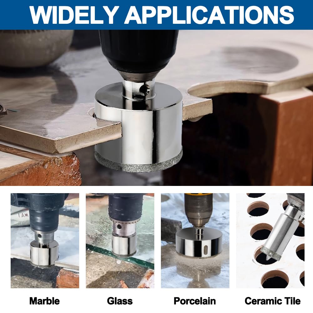 CoCud Diamond Hole Saw Drill Bits - 38mm (1-1/2\") Diameter, For Glass Tile Marble, 2-Piece Set
