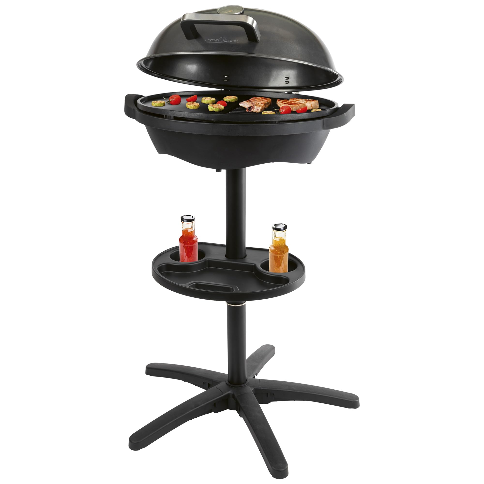 ProfiCook - Barbecue elettrico per interni ed esterni, non fumo, 2400 W, griglia elettrica per balcone, indicatore di temperatura, griglia da tavolo elettrica 2 in 1, PC BQS 1303