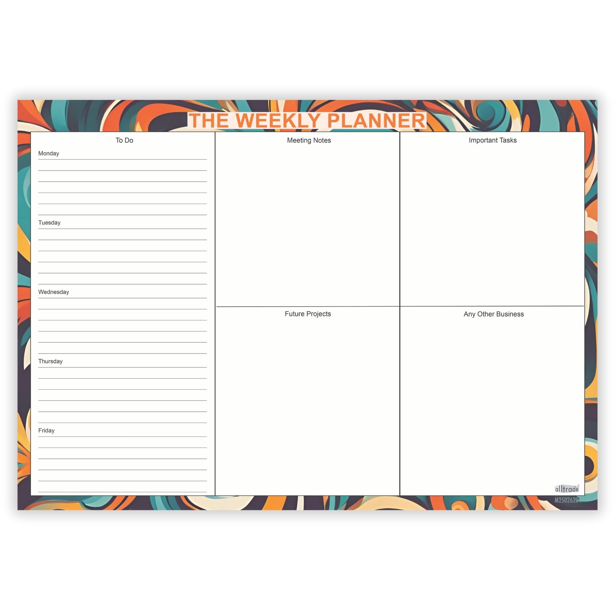 ALLTRADE Desk Pad with To Do List A3 Weekly Planner 120gsm FSC® paper Tear-Off A3 paper MADE IN BRITAIN® Jotter for Home Office Study Planner Daily Organiser for Work Schedules or Doodle Great Gift