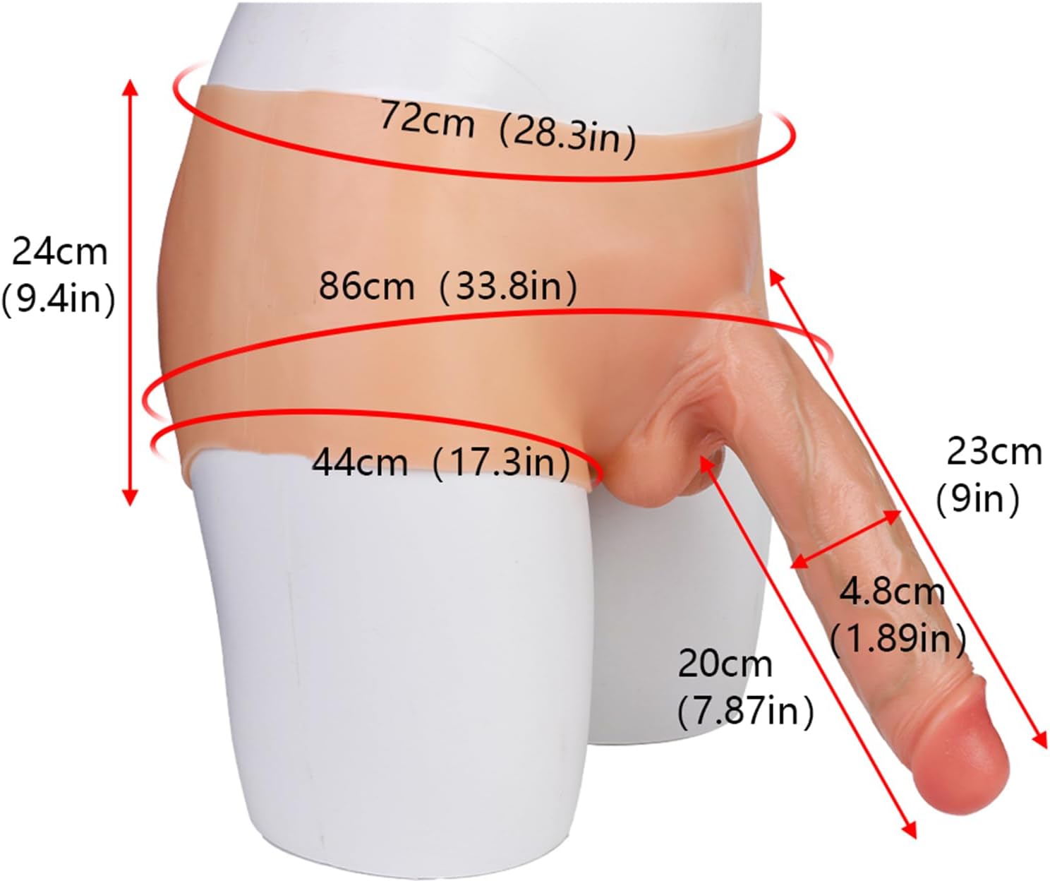9 inch Strapless Strap on Dildo High Elastic Solid Dildo Panties Dildo, Silicone Wearable Women G Spot Panty Dildo Adult Sex Toy for Women Couples, Skin Color