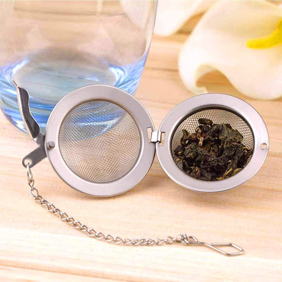 NAIDEV 2 PCs Stainless Steel Tea Ball Infuser Strainer Filters Loose Leaf Teas to Make The Perfect Cup or Pot. No Bags Required. Hook Spices & Seasonings Make Removal A Breeze (Small - 2) 1