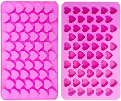 Mini cubo de hielo de silicona con forma de corazón de silicona, molde de chocolate, color rosa (paquete de 2)