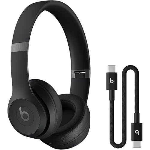Beats Solo 4 - Wireless Bluetooth On-Ear Headphones with USB-C Charging Cable (20 cm) - Jet Black