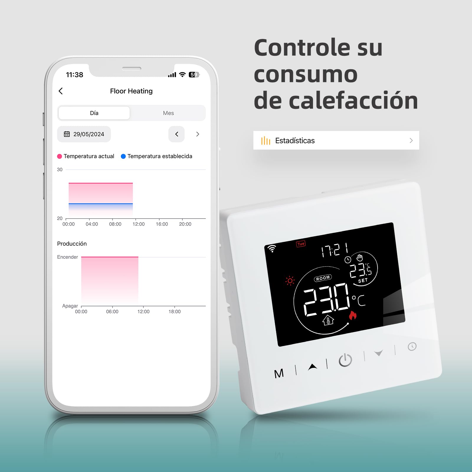 Termostato WiFi de 2 Hilos a Pilas para calderas de Gas.termostatos programable Diario controlable por Tuya o Smart Life.Termostato Compatible con Google Assistant y Alxea.