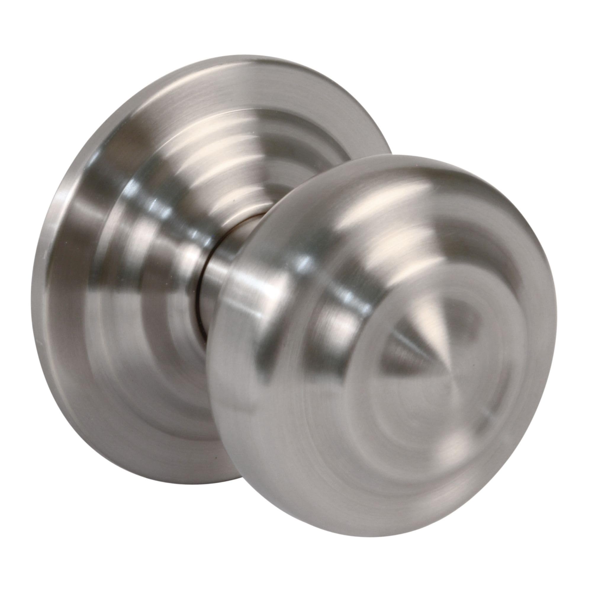 Amig Metallic Silver - Brass Door Knob - Steel Base - Handle Diameter 70 Mm - Includes Screw And Nut Fixing - Ideal For Entry Doors - Finish: Matt Chrome