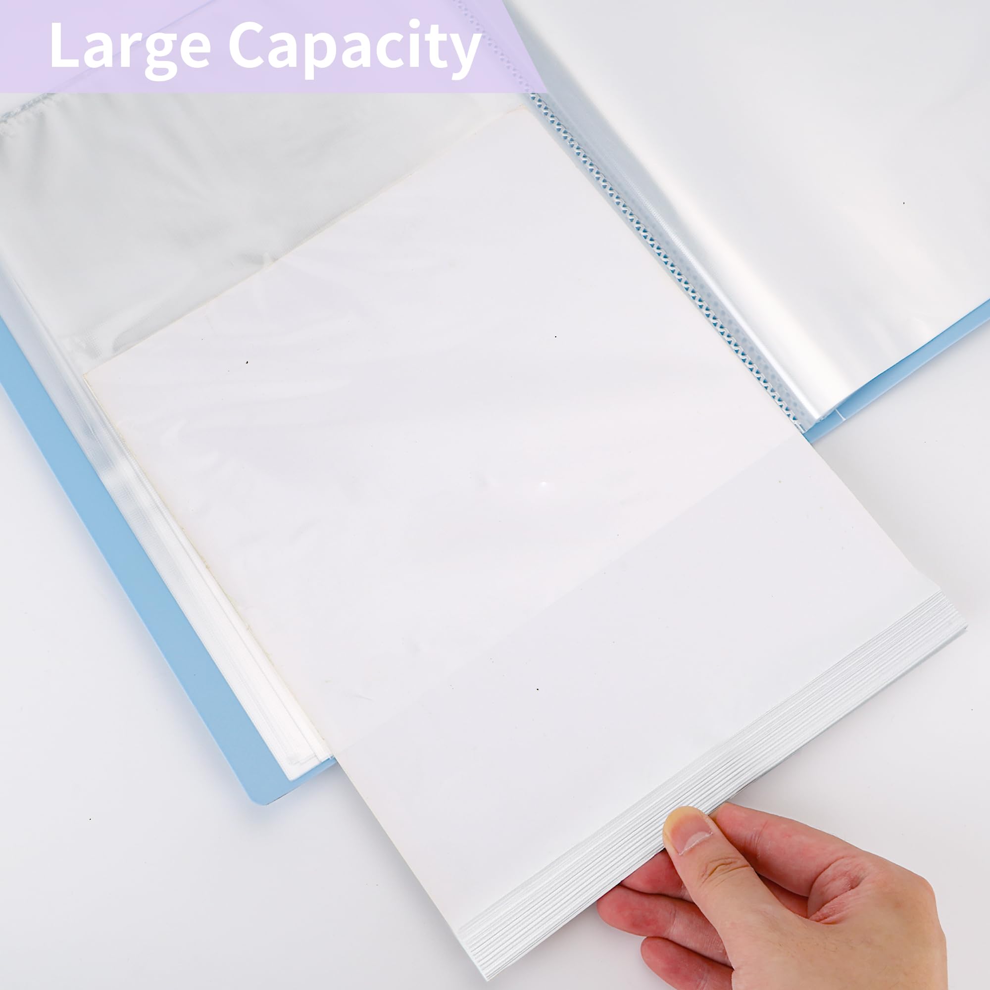 WeeGoo 4 PCS 60 Pockets Display Folders A4, 4 Colors Display Book Folder with Plastic Sleeves and Safety Rope, Presentation Folders for Offices Home - Image 3
