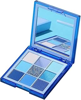 Paleta de sombras de ojos de larga duración en 9 colores, altamente pigmentada, color azul.