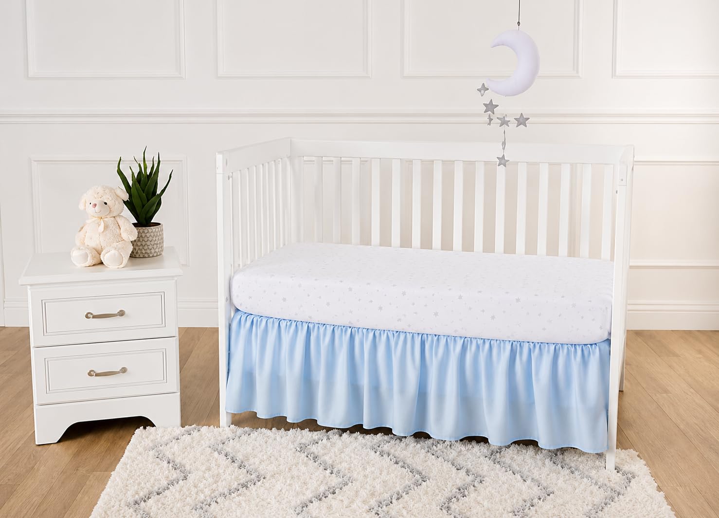 American Baby Company Confezione da 2 lenzuola con angoli per culla in 100% cotone naturale, 132 x 71 cm, morbide, traspiranti, ipoallergeniche e delicate, motivo a zigzag blu, neutre, per ragazzi e