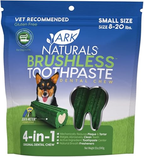 Ark Naturals Brushless Toothpaste Dog Dental Chews Freshens Breath Unique Texture Helps Reduce Plaque Tartar Multi Size