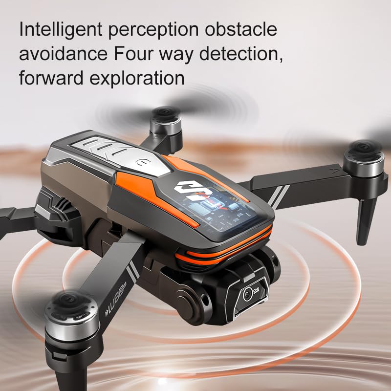LU80 Drone con cámara 4K dual, evitación de obstáculos inteligente, transmisión WiFi en tiempo real, estabilización óptica, vuelo estacionario preciso, mando a distancia con pantalla (azul)