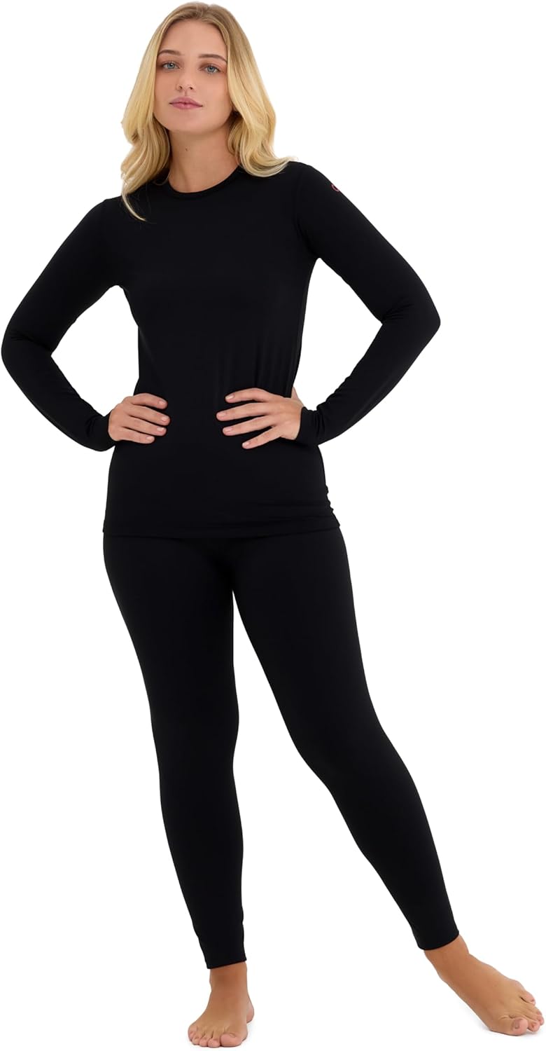 Women’s Thermal Underwear Set – Long Johns for Women Base Layer, Fleece-Lined Thermals Cold Weather | Top and Leggings