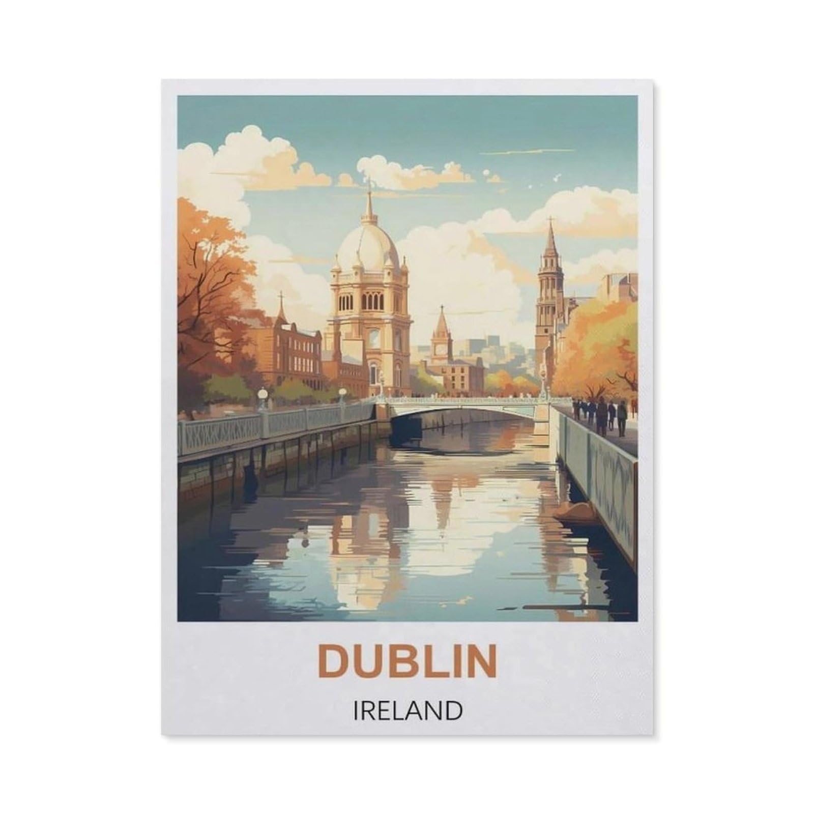 BEAYODKP Dublin Ireland Vintage Travel Poster，Diamond Painting Kits for Adults - 5D Diamond Painting Kit Full Drill, Diamond Art Kits for Home Wall Decor（50 x 60 cm/19.68 x 23.62 inches）-BX100
