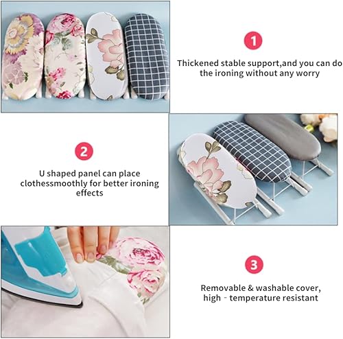 Miniatura 3 de Tabla de planchar pequeña, tabla de planchar de mesa, mini camisa plegable, puños y cuello, mesa de manejo para mangas, costura y planchado,