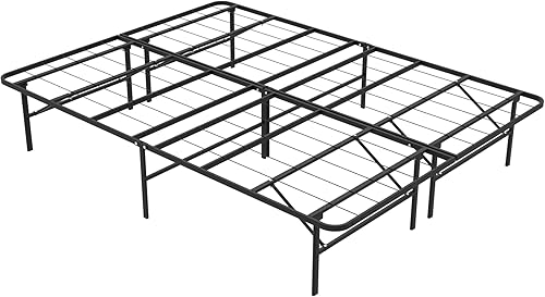 Miniatura 7 de Base de cama plegable tamaño Queen, plataforma de metal resistente con almacenamiento de 14 pulgadas, fácil montaje, no necesita somier, listo para