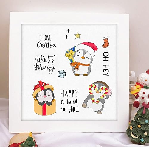 Miniatura 4 de Sellos transparentes de pingüino de Navidad para hacer tarjetas, temas decorativos de Navidad, bendición de invierno, palabras de pingüino, sellos