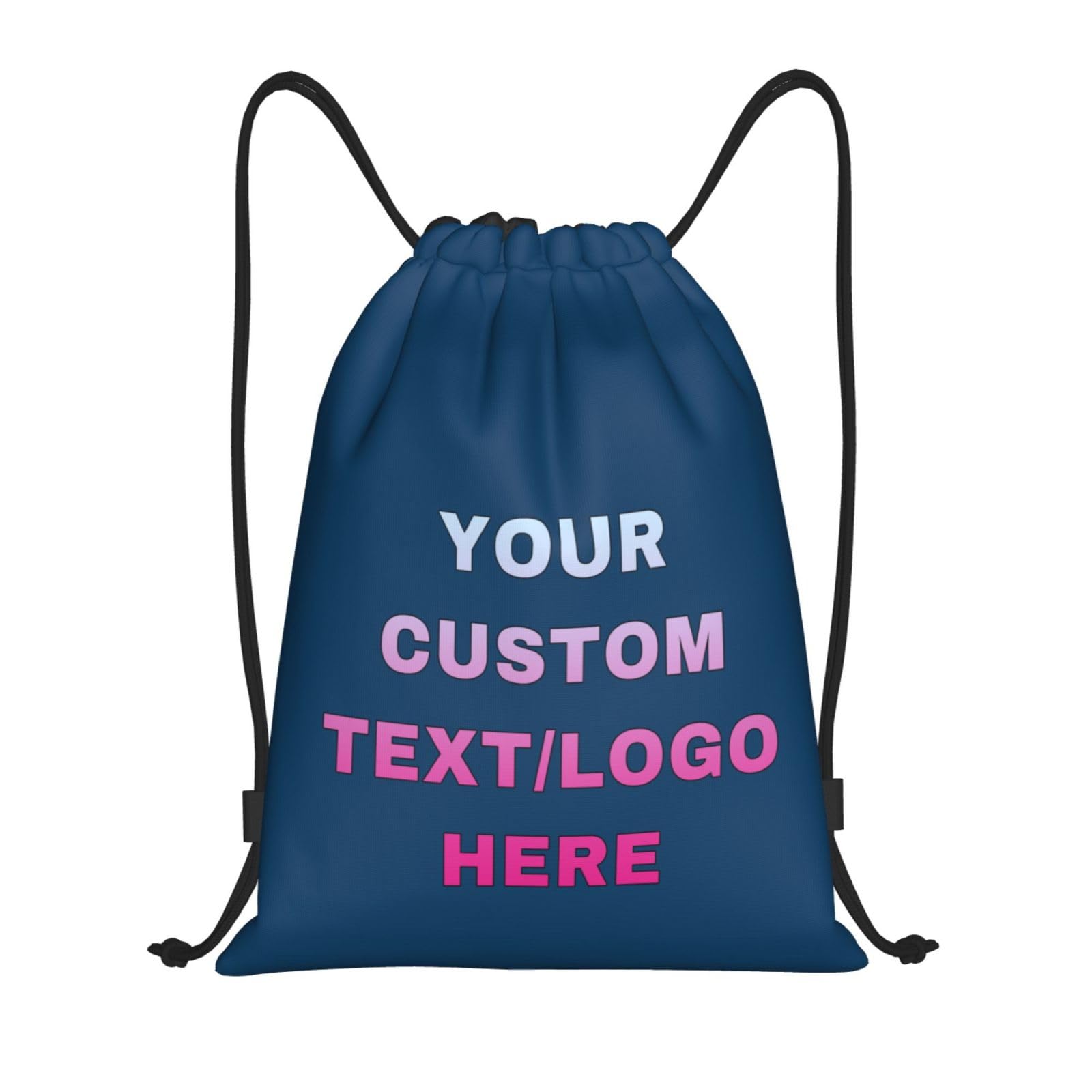 ROHBVMN Personalised Backpack add Your Photos/Logo/Text custom Drawstring Bag for Men and Women, Sports Bag, Swimming Bag, Ideal for Travel and Sports Activities