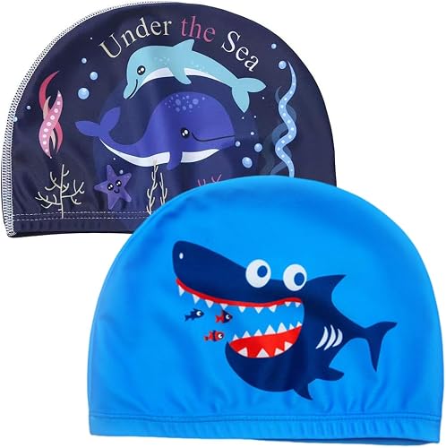 Gorros de Natación para Niños, 2 Piezas Gorro Natacion Niño, Gorro Piscina Niño, Gorro Piscina Bebe, Gorro Piscina Niña