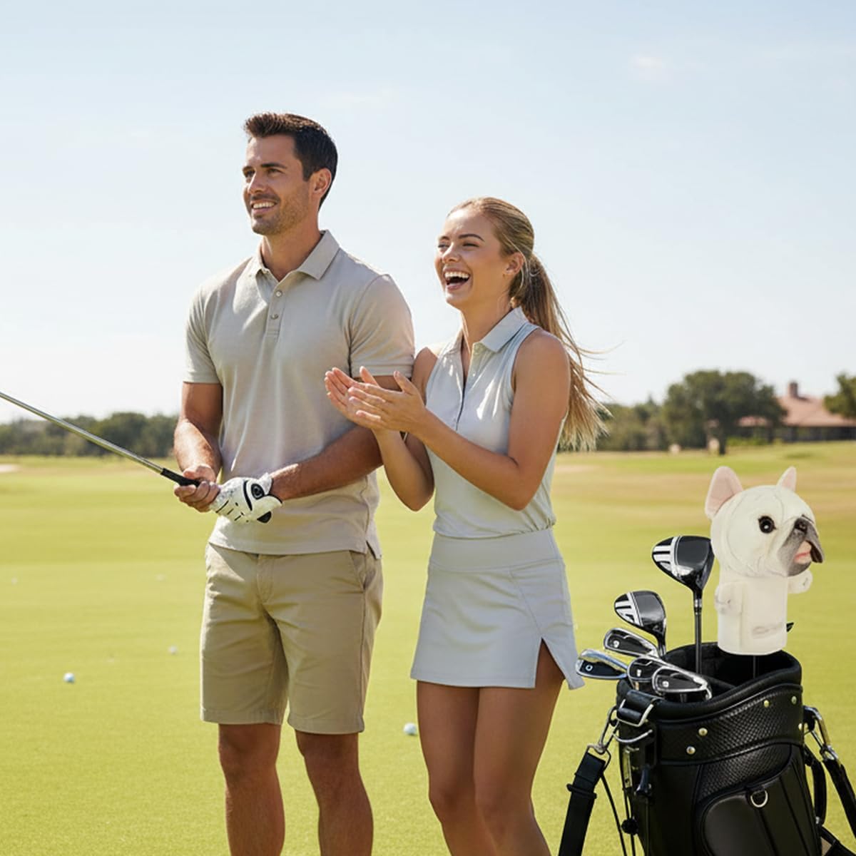 Scott Edward Funny Golf Club Headcover Fit Well for Driver Wood Upto 460cc Cute Beagle Dog and Bulldog Animal Design Soft Functional Stylish Protection for Men and Women