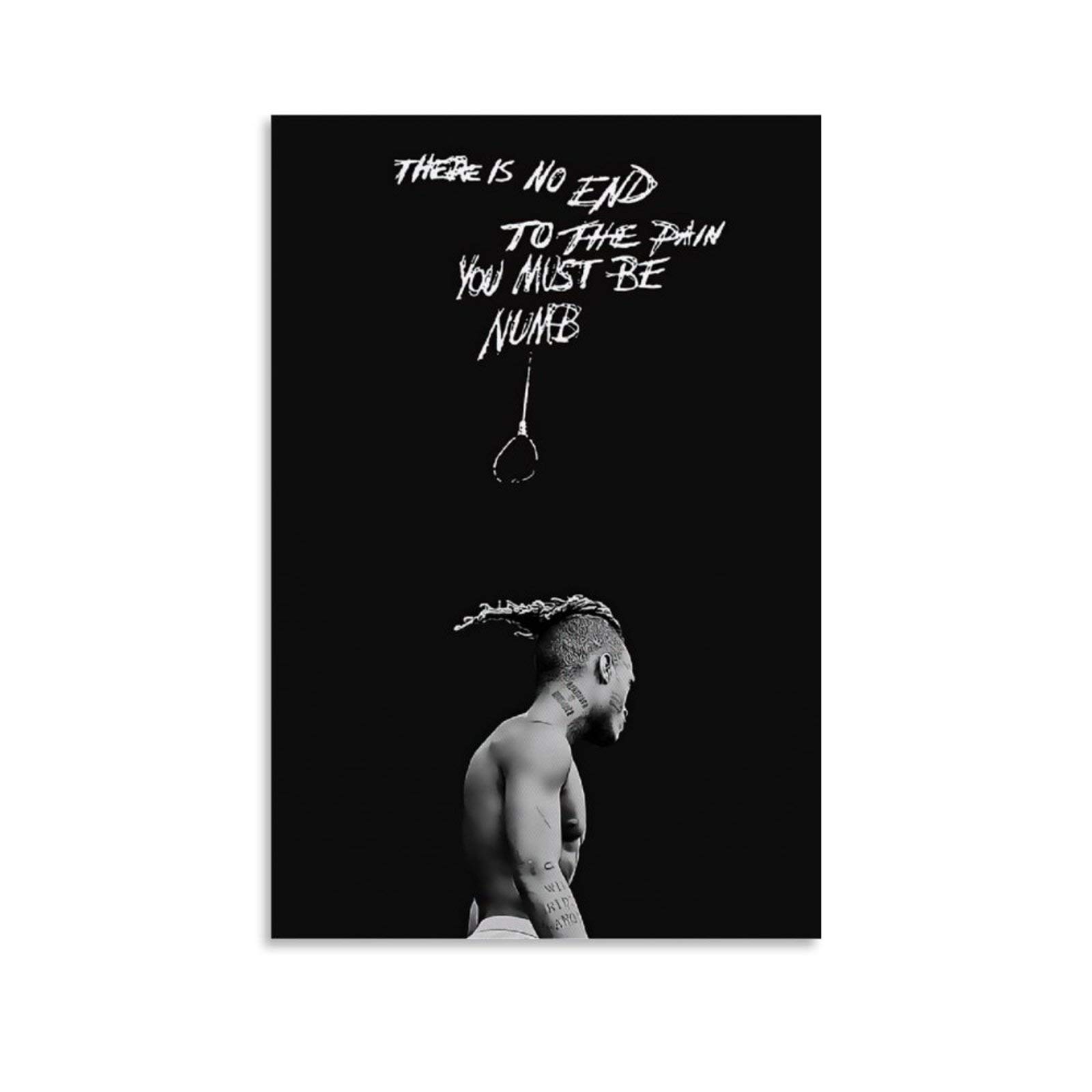 Peinima Black Legendary Hiphop Rapper Xxxtentacion Poster Decorative Painting Canvas Wall Art Living Room Posters Bedroom Painting 20X30inch(50X75cm)