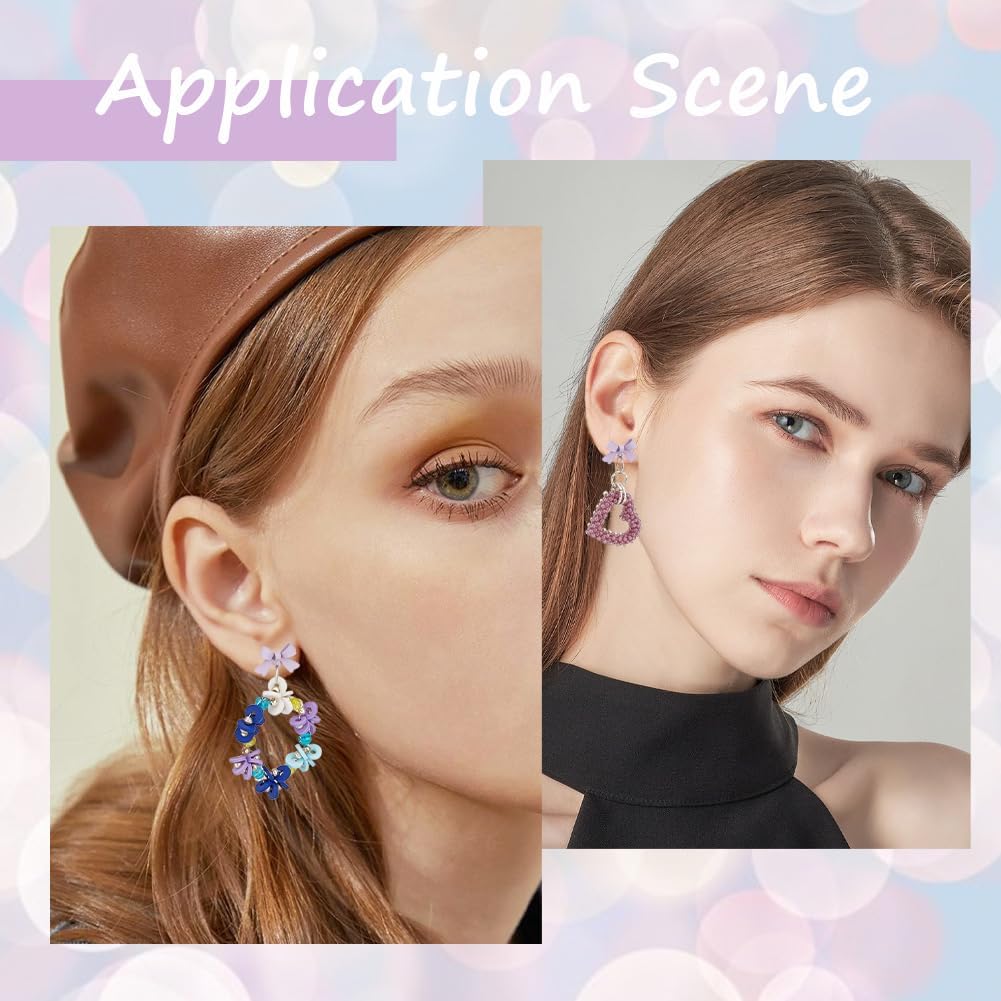 1 Box 40Pcs Bow Earrings Posts Earring Studs with Loop Plastic Ear Nuts Plum Bowknot Small Tie 925 Sterling Silver Pin Alloy Earring Findings for Jewelry Making Earrings Supplies DIY Crafts - Image 4