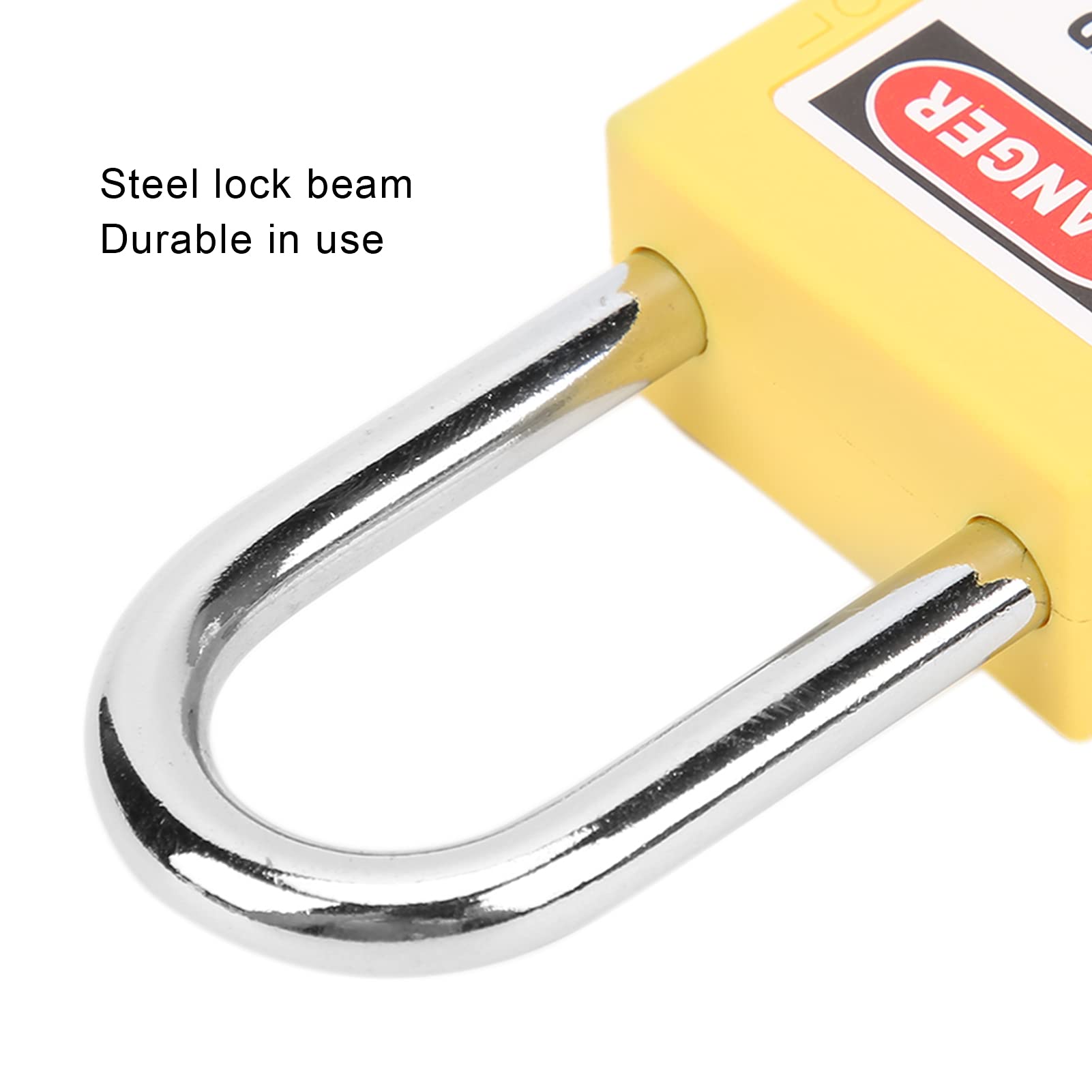 Cerradura de bloqueo, candado de seguridad de nailon de 38 mm con etiqueta grabable para aplicaciones de etiquetado industrial de energía química (Amarilla)