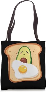 Cute Avocado Toast With Egg Graphic Kawaii Breakfast Bread Tote Bag